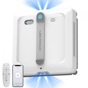 Робот для мойки окон Liectroux S9,2 роликовые щётки, распыление через 6 форсунок, бесщеточный мотор, мощность всасывания 9KPa, работает на безрамных окнах, шнур+кабель 2 в 1, приложение, ПДУ, голосовые подсказки